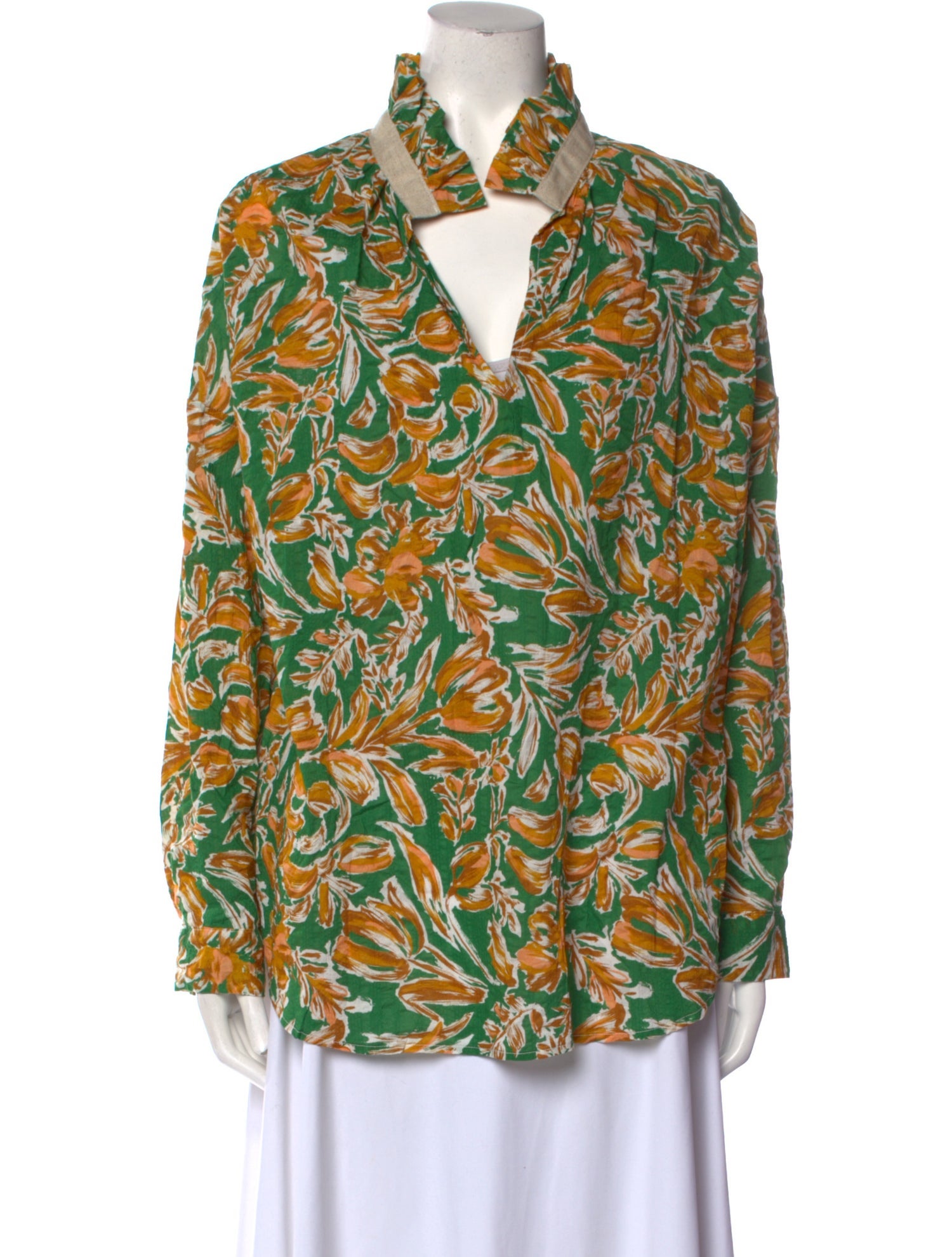 A Shirt Thing Printed Mock Neck Blouse