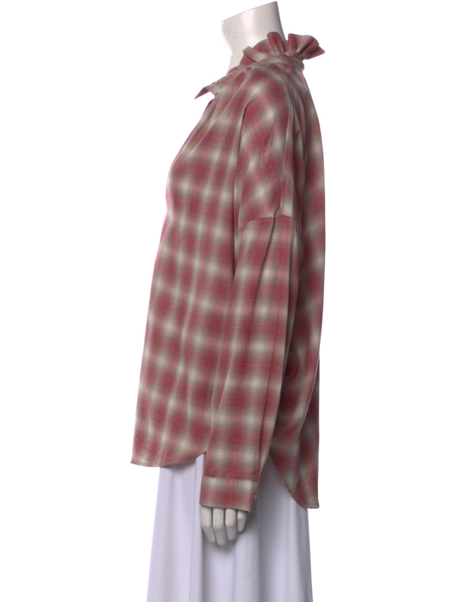 A Shirt Thing Plaid Print V-Neck Button-Up Top