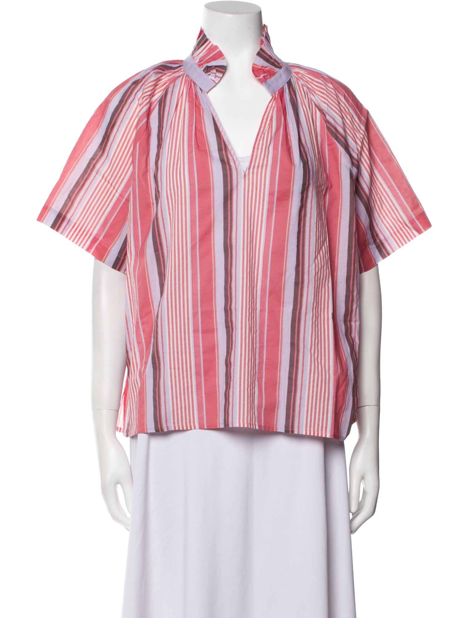 A Shirt Thing Striped V-Neck Blouse