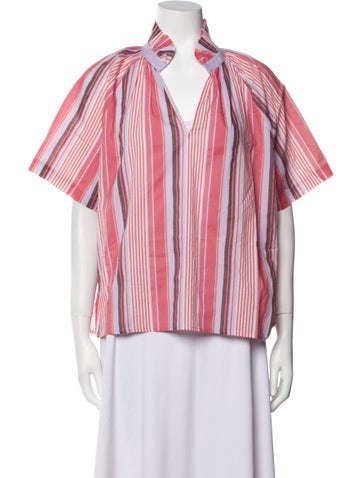 A Shirt Thing Tops Striped V-Neck Blouse L