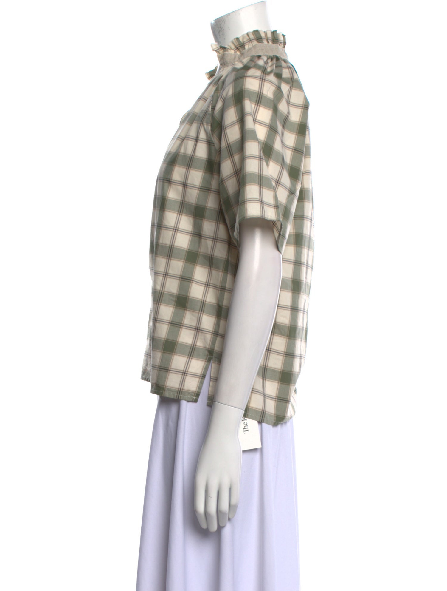 A Shirt Thing Plaid Print V-Neck Button-Up Top