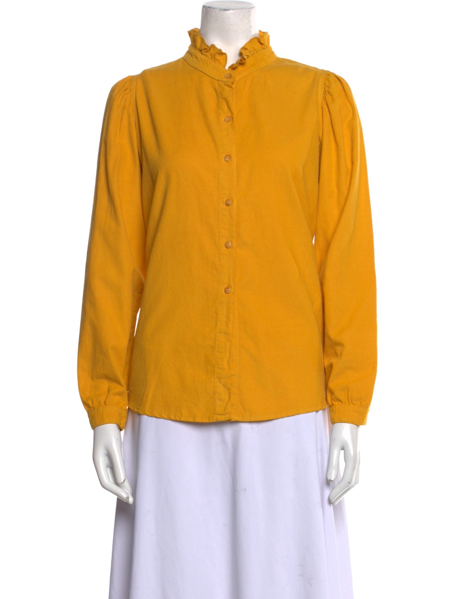 A Shirt Thing Mock Neck Long Sleeve Button-Up Top