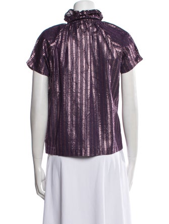 A Shirt Thing Printed Mock Neck Button-Up Top