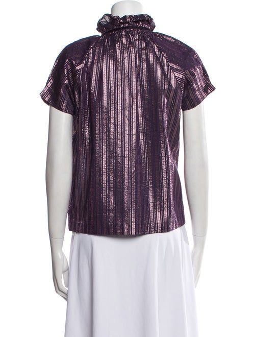 A Shirt Thing Printed Mock Neck Button-Up Top