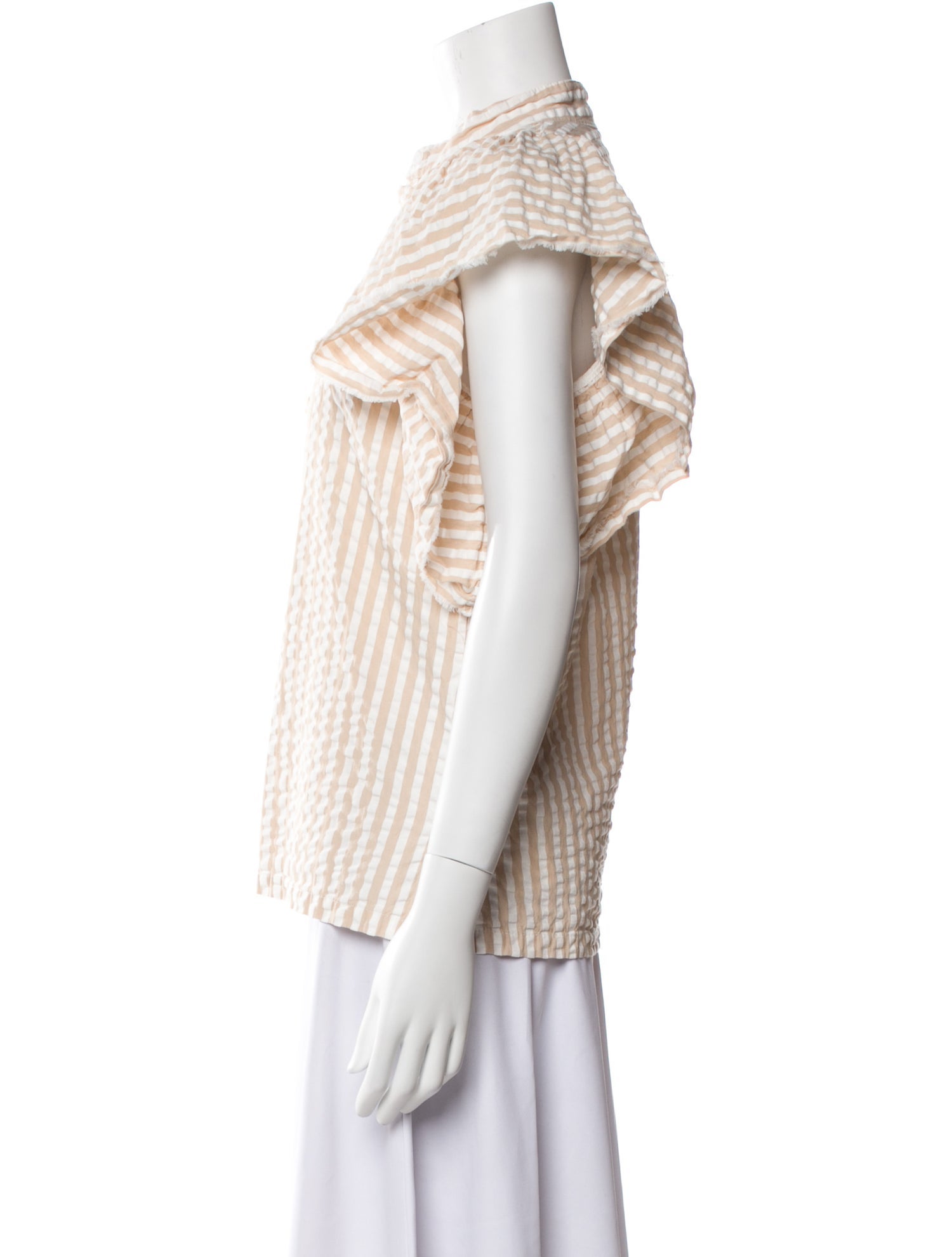 A Shirt Thing Striped Mock Neck Button-Up Top