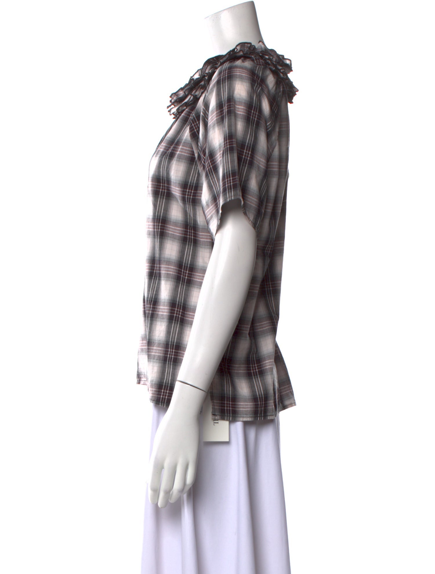 A Shirt Thing Plaid Print Short Sleeve Blouse