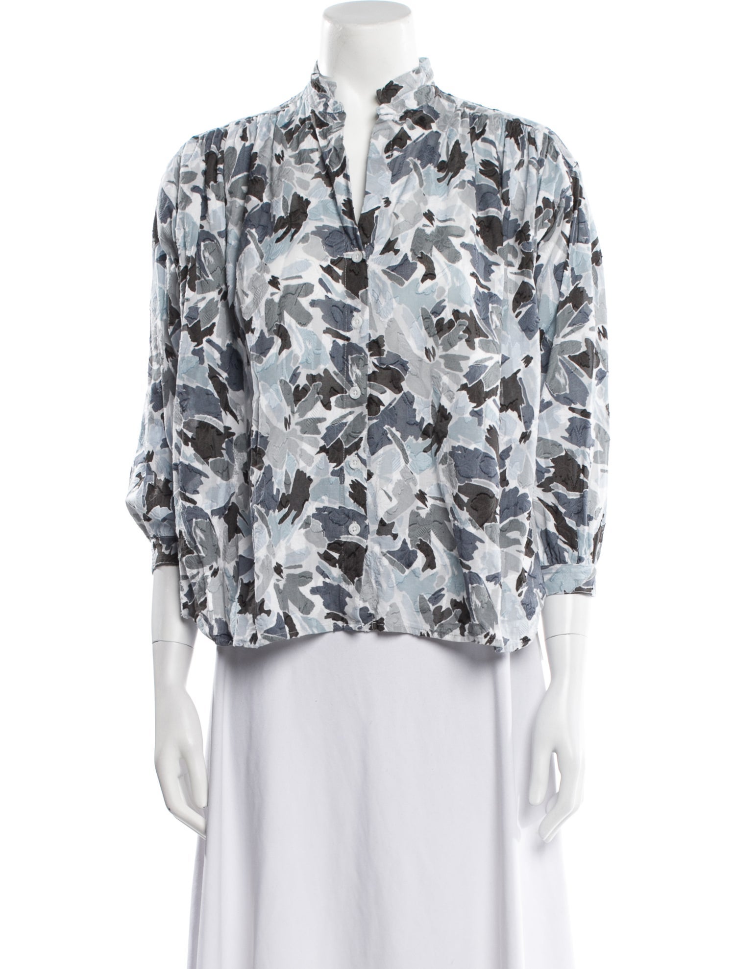 A Shirt Thing Floral Print Three-Quarter Sleeve Blouse