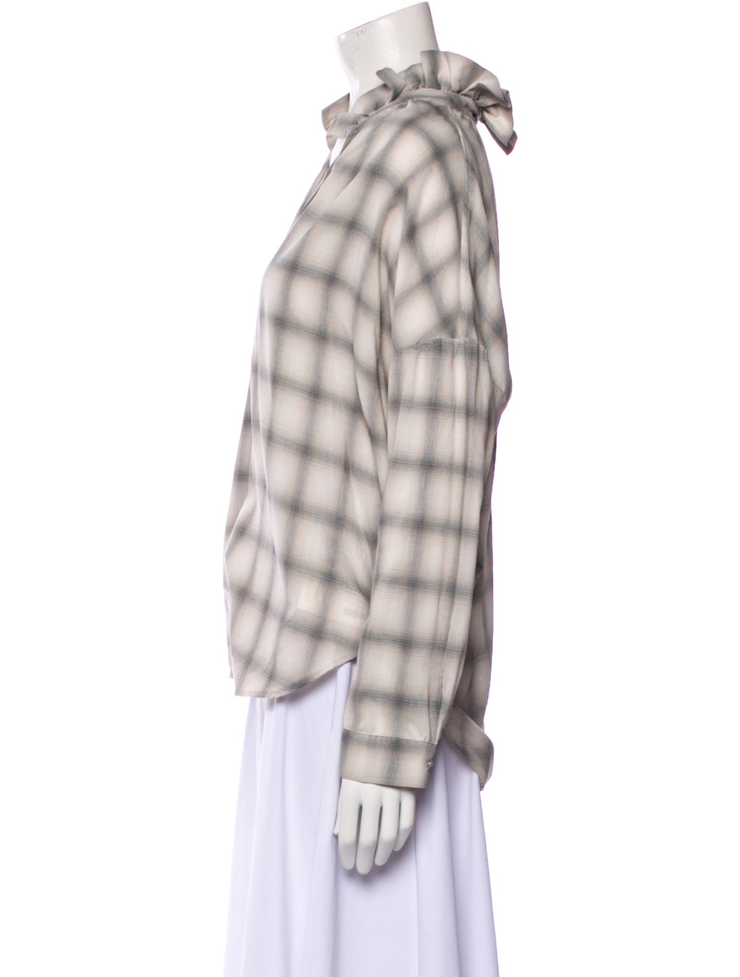 A Shirt Thing Plaid Print V-Neck Button-Up Top