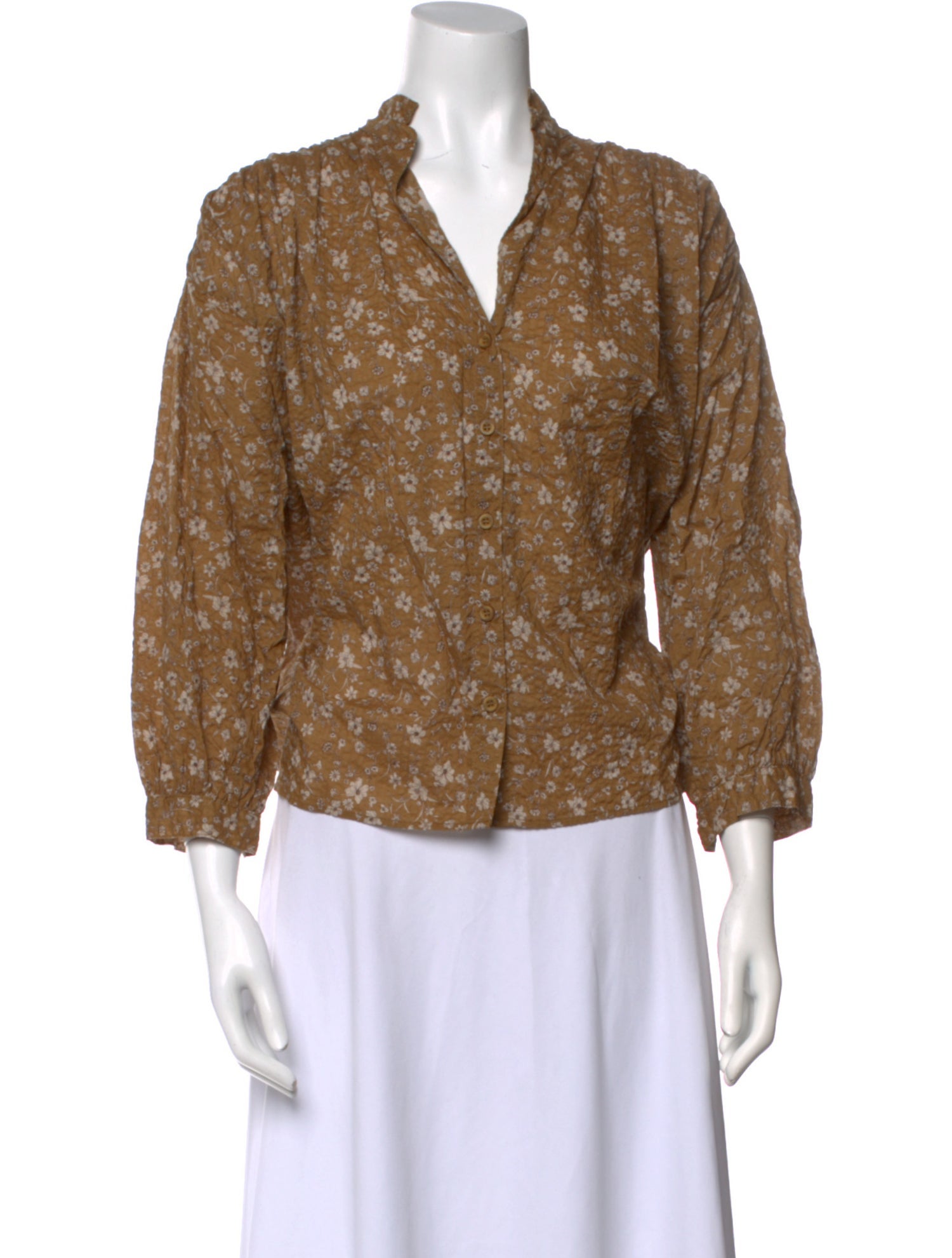 A Shirt Thing Floral Print V-Neck Blouse