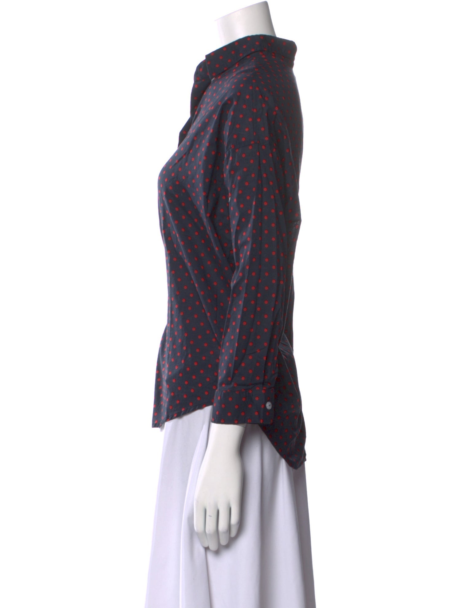 A Shirt Thing Polka Dot Print Three-Quarter Sleeve Polo