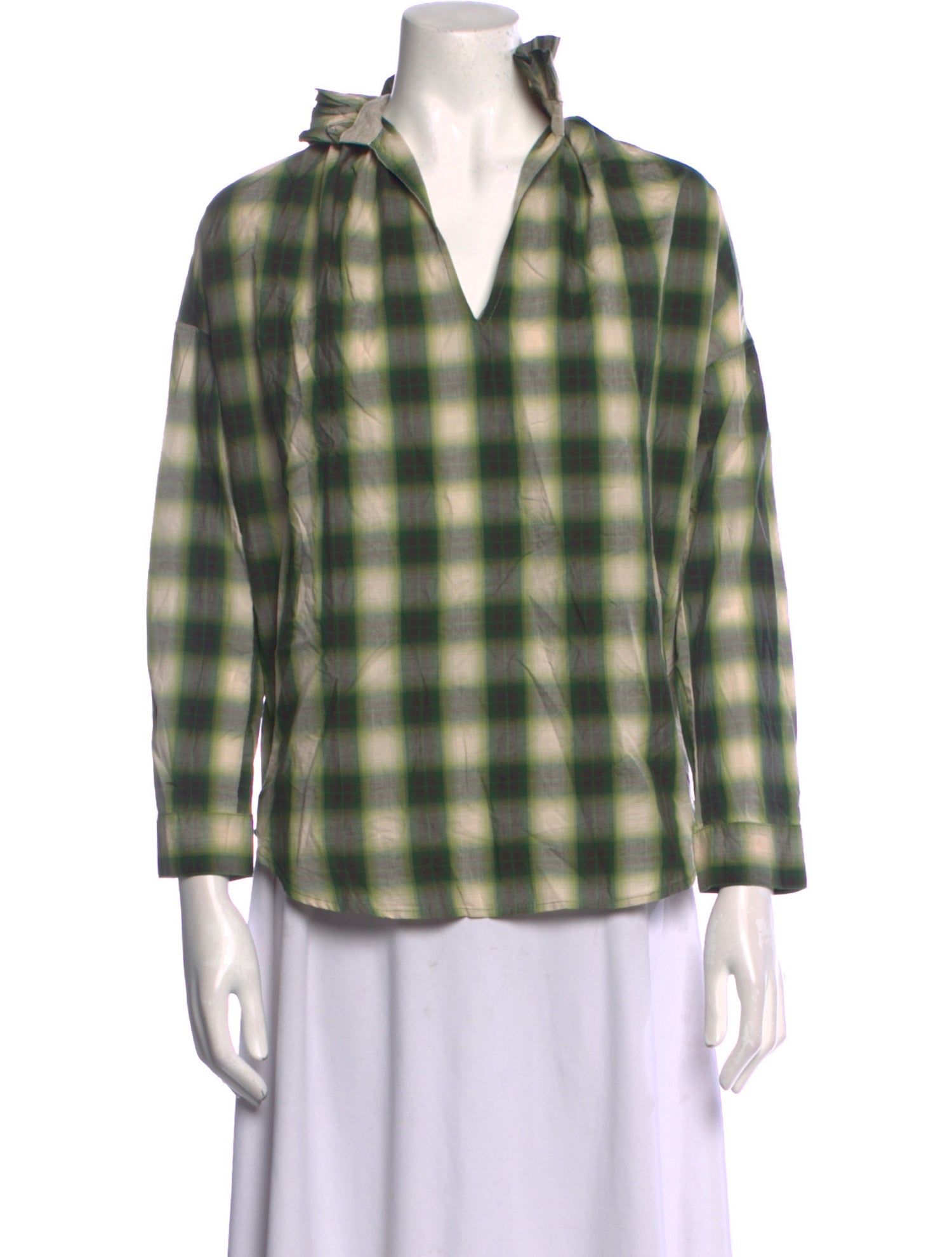 A Shirt Thing Plaid Print V-Neck Polo