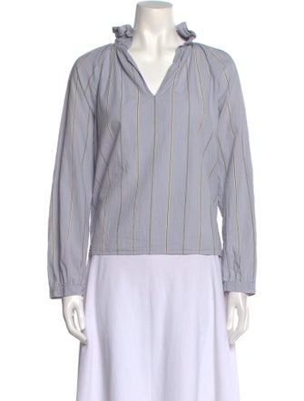 A Shirt Thing Striped V-Neck Blouse
