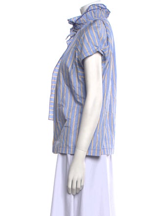 A Shirt Thing Striped Mock Neck Button-Up Top