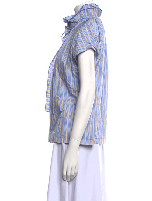 A Shirt Thing Striped Mock Neck Button-Up Top