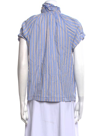 A Shirt Thing Striped Mock Neck Button-Up Top