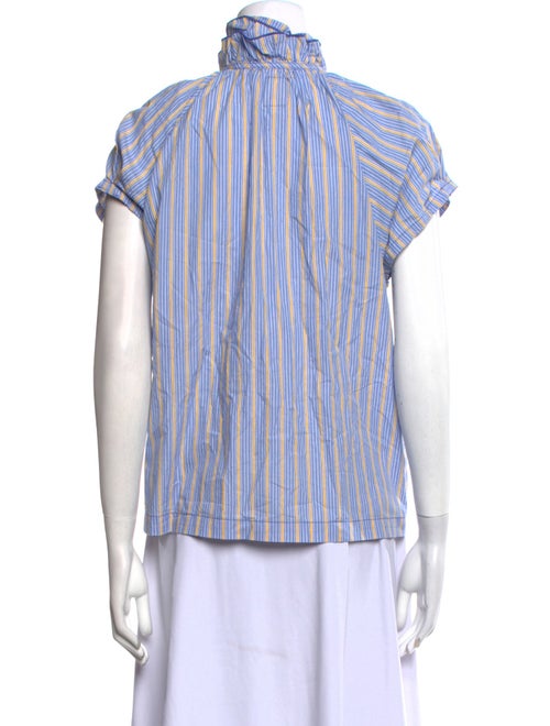A Shirt Thing Striped Mock Neck Button-Up Top