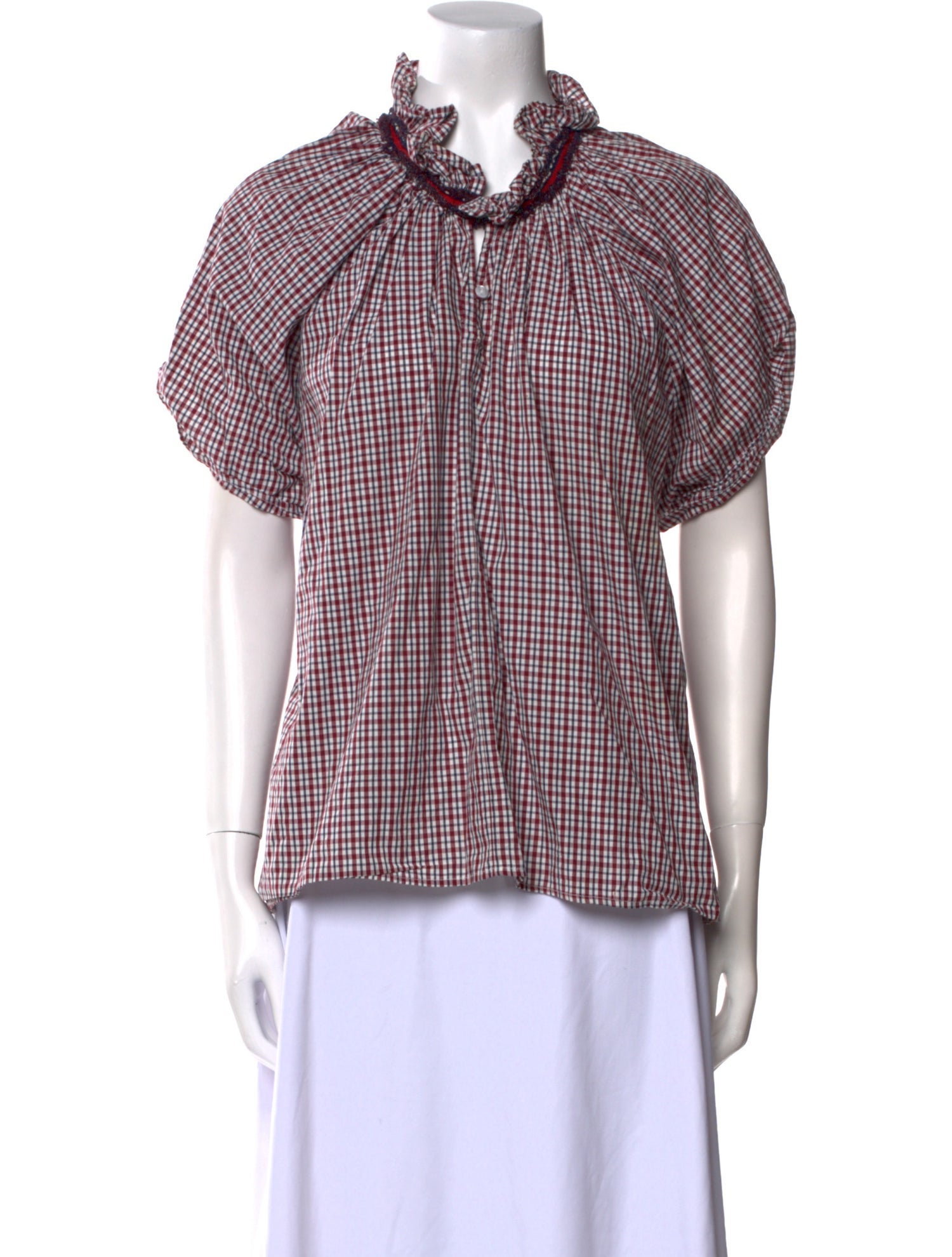 A Shirt Thing Plaid Print Mock Neck Top