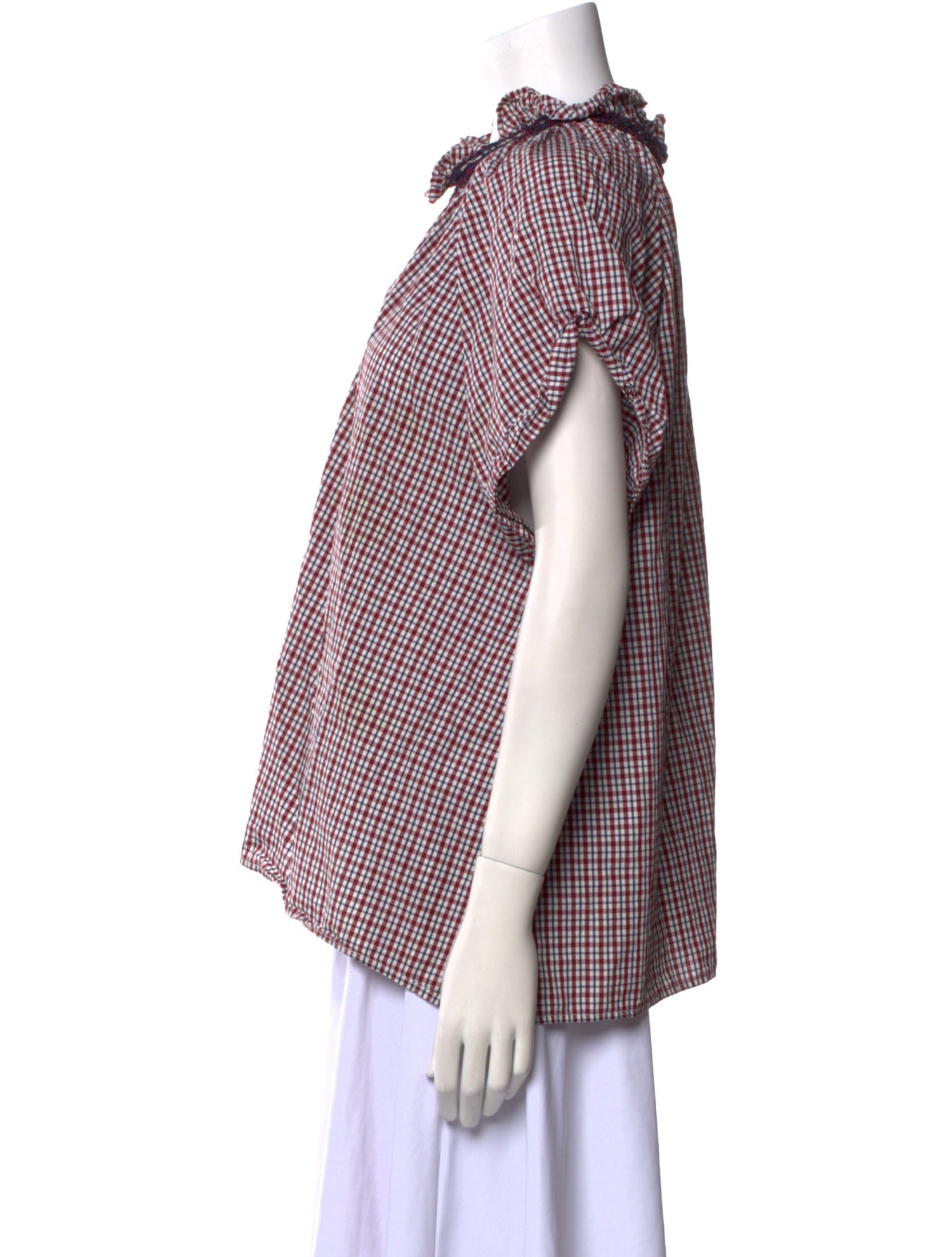 A Shirt Thing Plaid Print Mock Neck Top