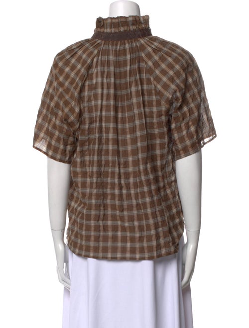 A Shirt Thing Plaid Print V-Neck Top