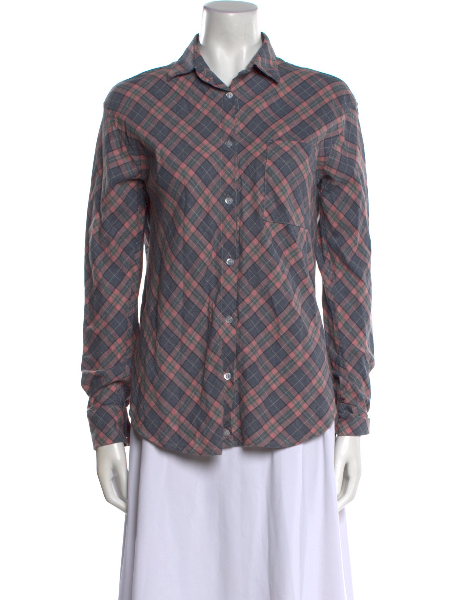 A Shirt Thing Plaid Print Long Sleeve Button-Up Top