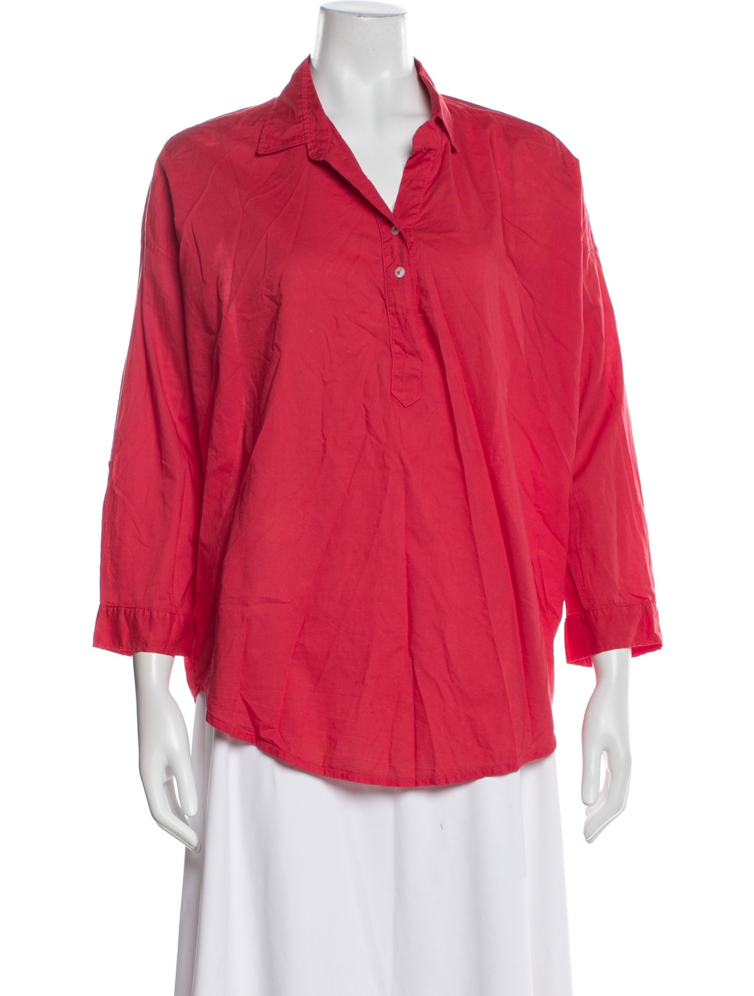 A Shirt Thing Three-Quarter Sleeve Button-Up Top