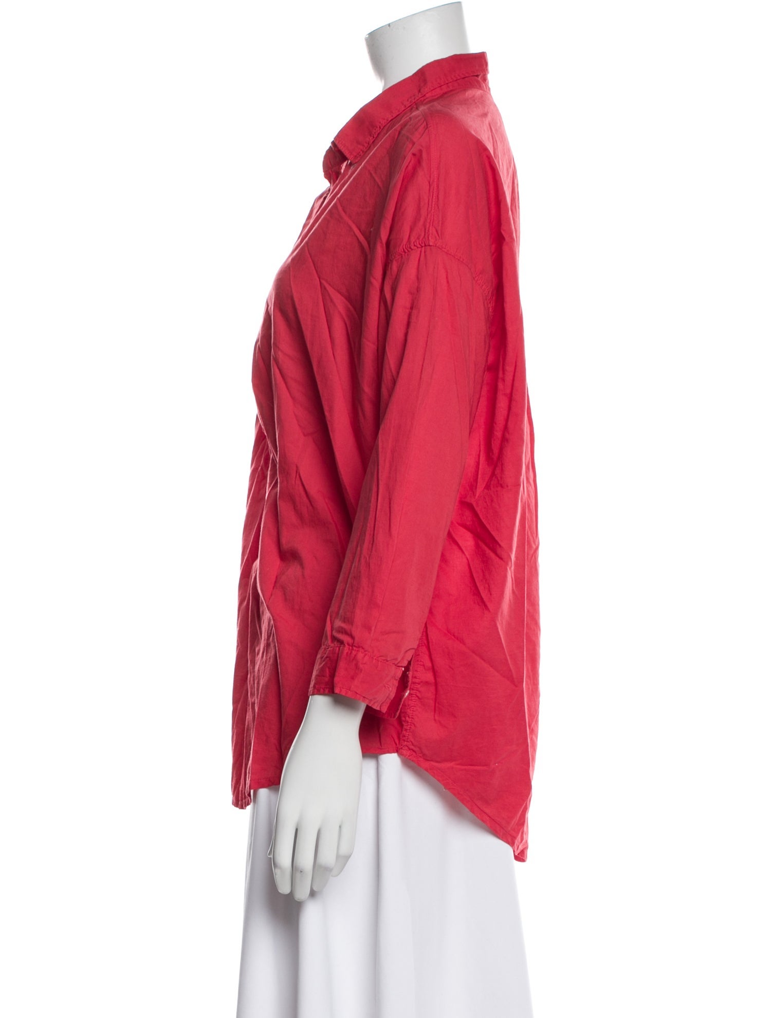 A Shirt Thing Three-Quarter Sleeve Button-Up Top