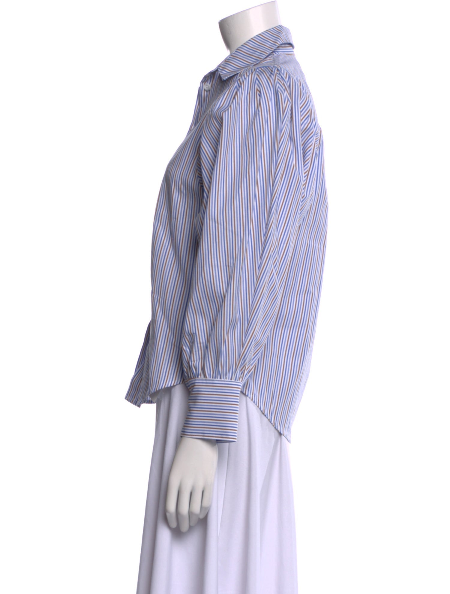 A Shirt Thing Striped Three-Quarter Sleeve Button-Up Top