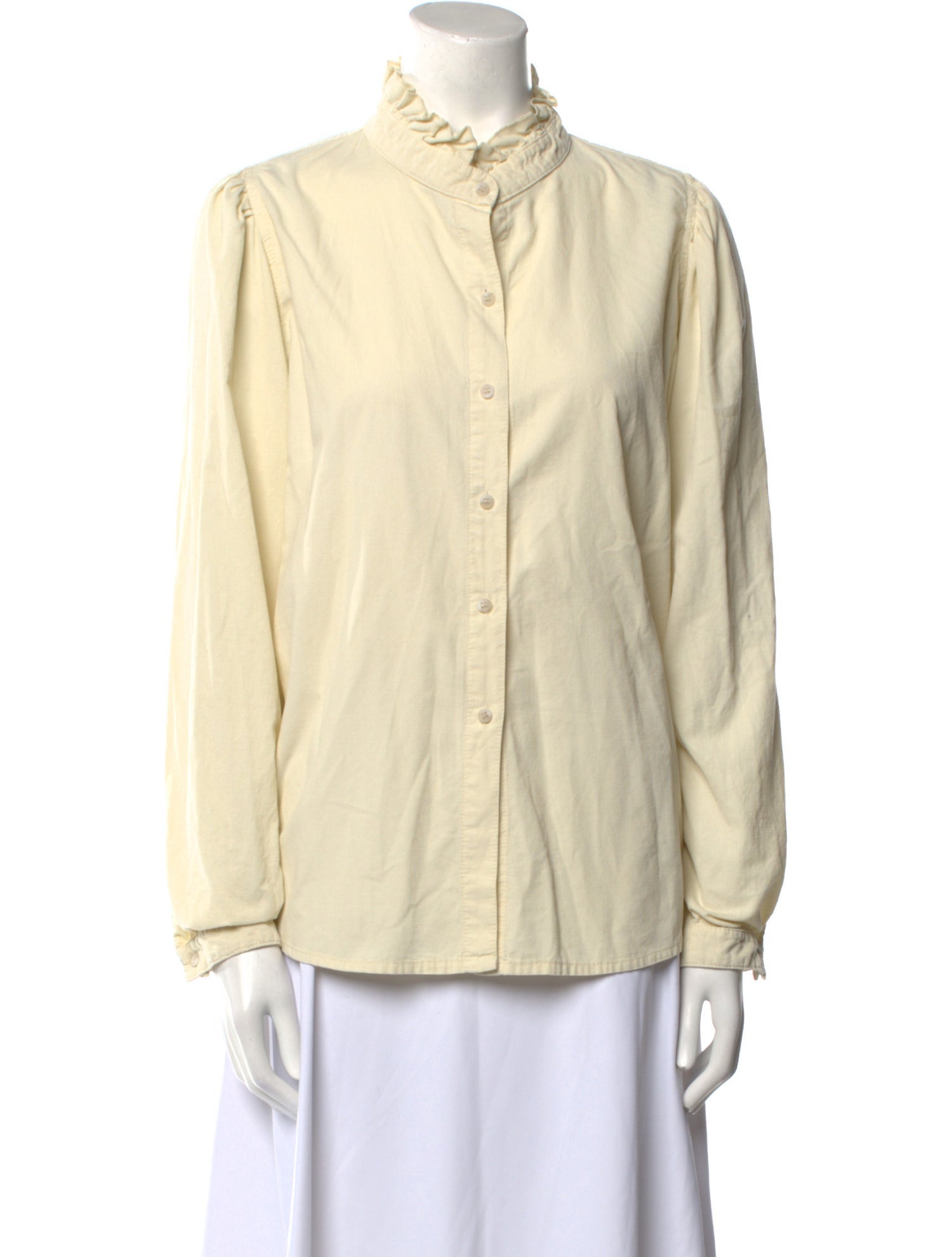 A Shirt Thing Mock Neck Long Sleeve Button-Up Top