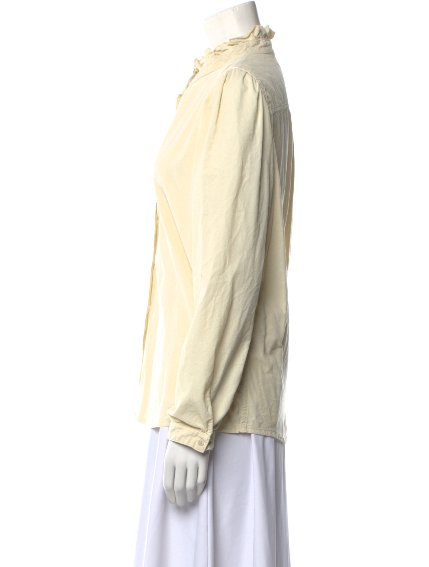 A Shirt Thing Mock Neck Long Sleeve Button-Up Top