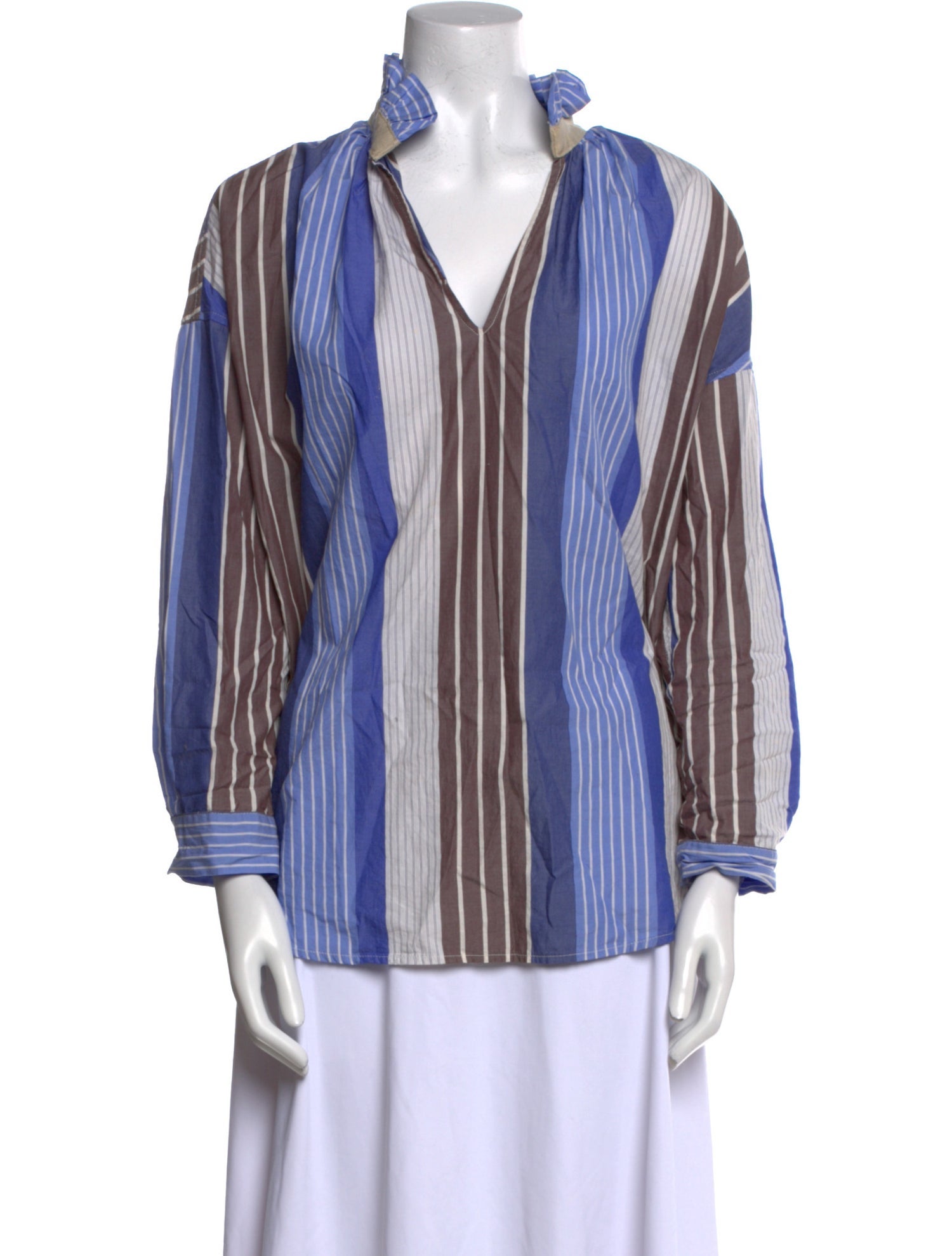 A Shirt Thing Striped V-Neck Blouse