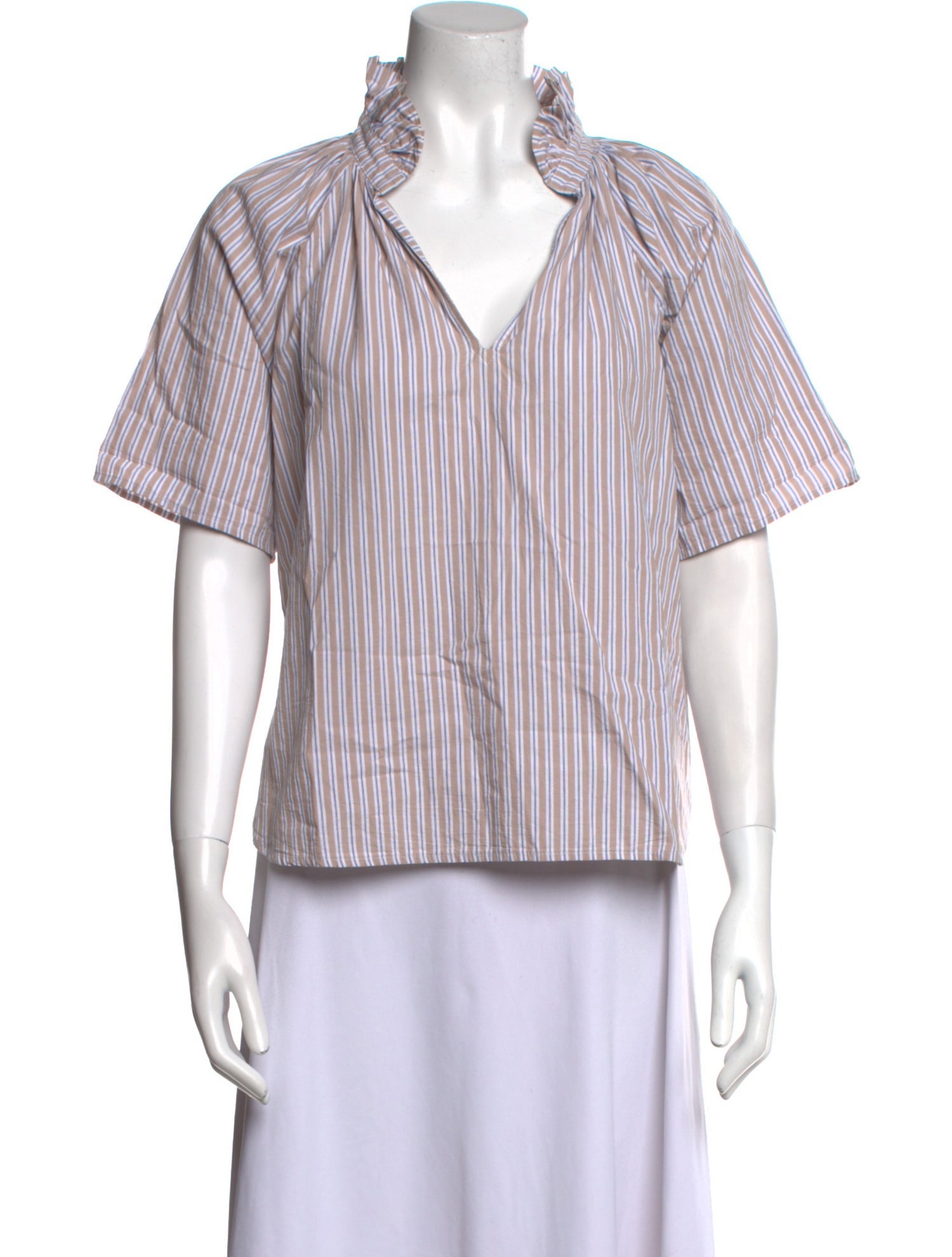 A Shirt Thing Striped Open Front Blouse