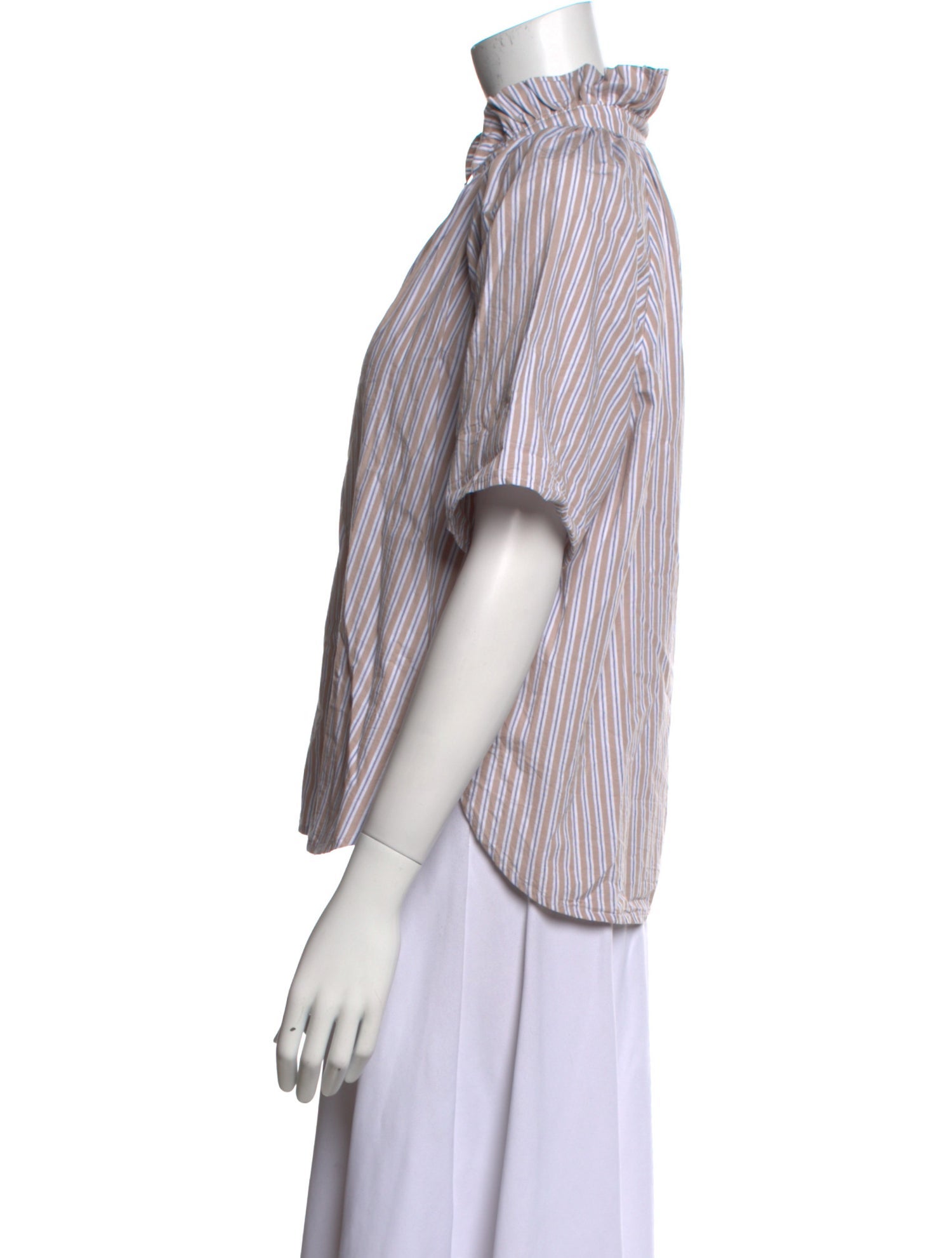 A Shirt Thing Striped Open Front Blouse