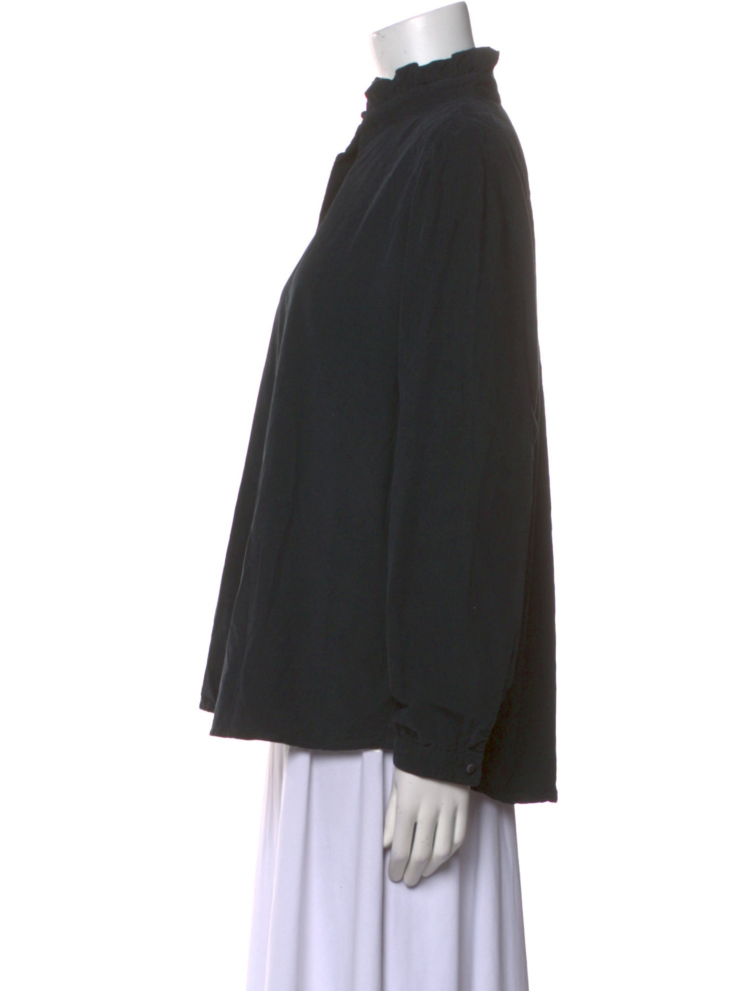 A Shirt Thing Mock Neck Long Sleeve Button-Up Top