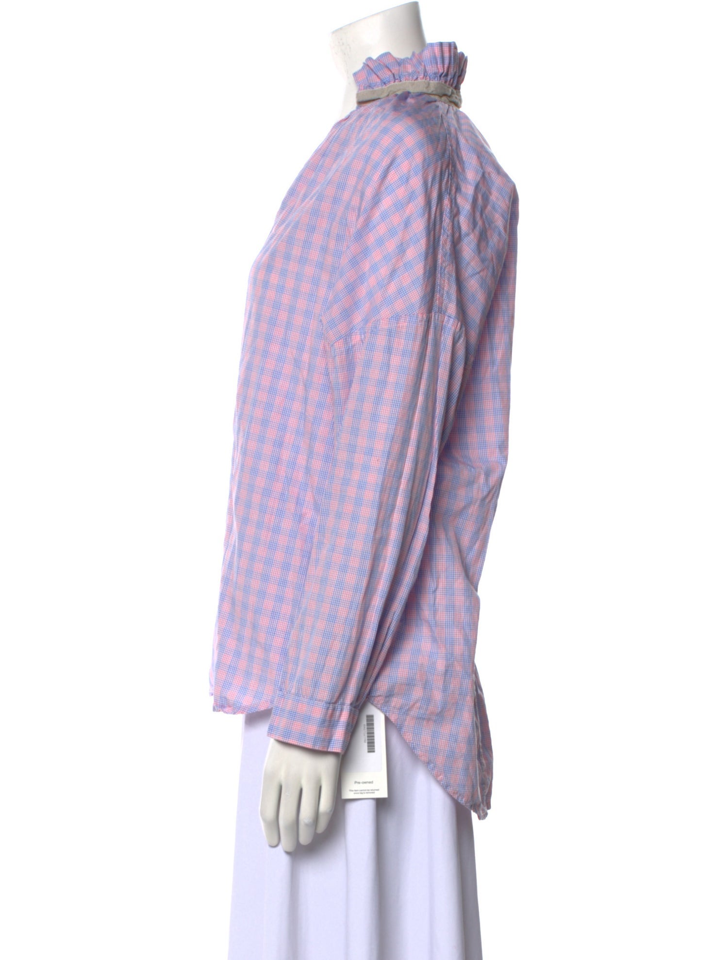 A Shirt Thing Plaid Print V-Neck Button-Up Top