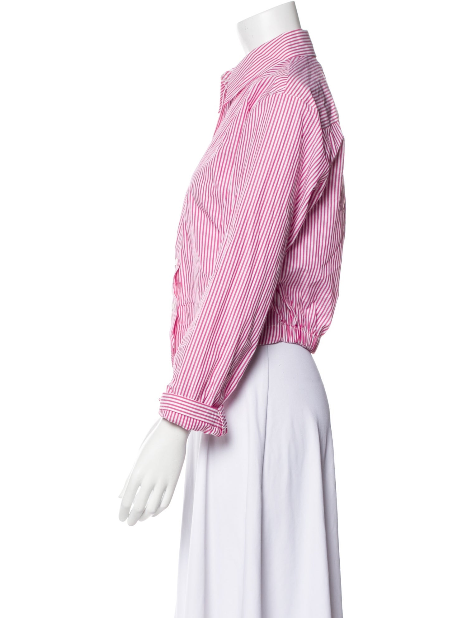 A Shirt Thing Striped Three-Quarter Sleeve Button-Up Top