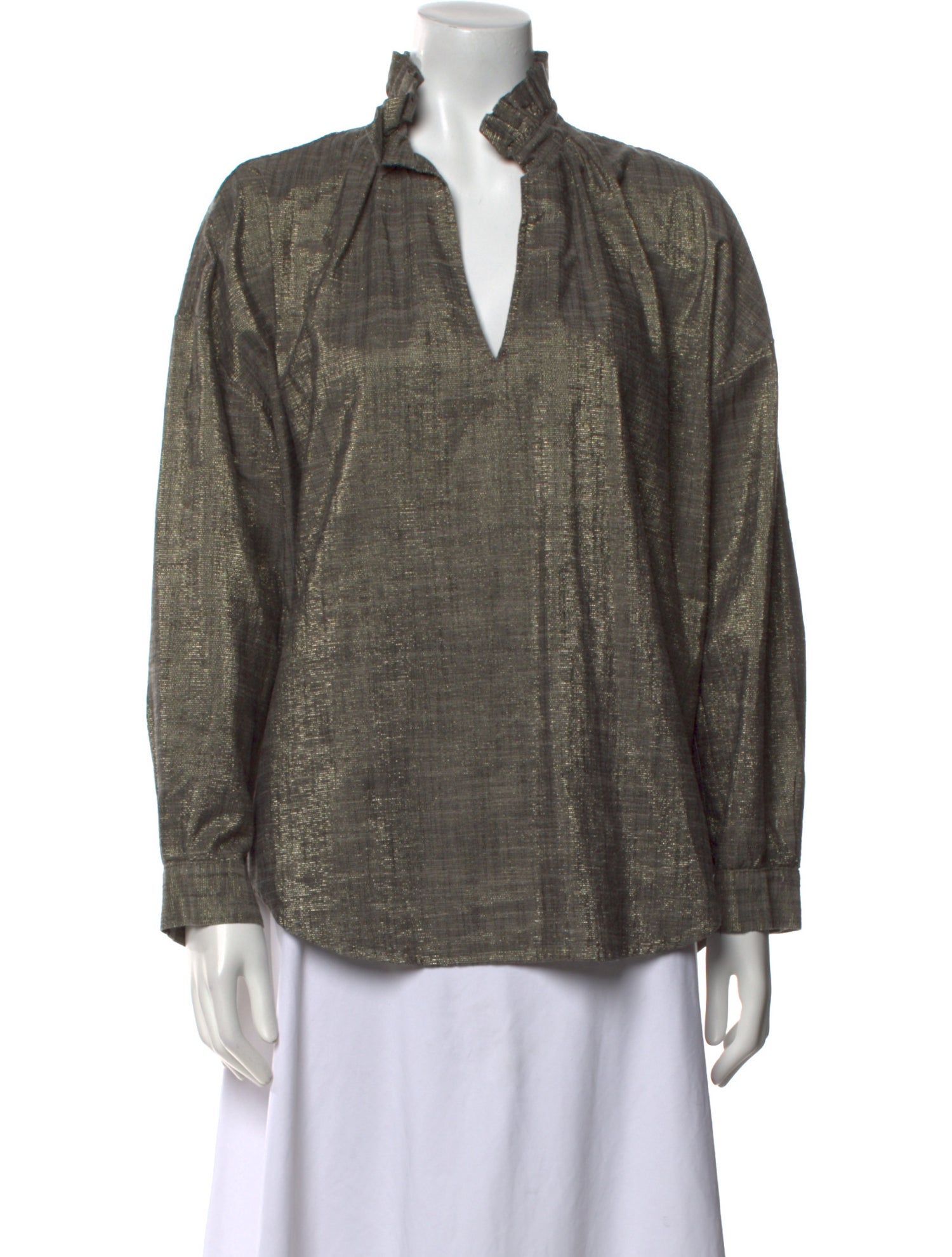 A Shirt Thing V-Neck Long Sleeve Button-Up Top