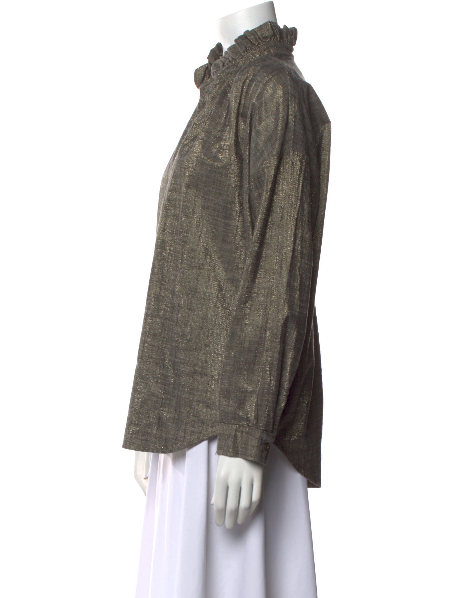 A Shirt Thing V-Neck Long Sleeve Button-Up Top