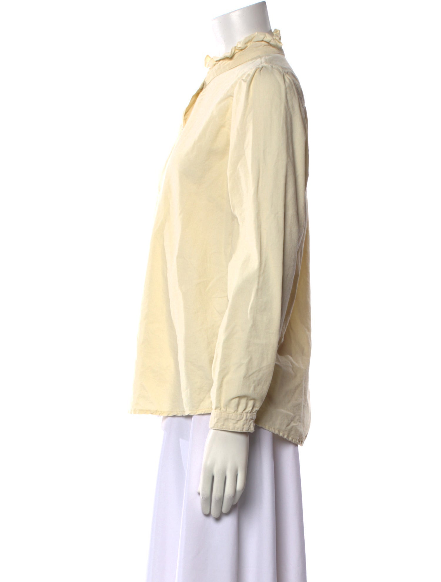 A Shirt Thing Mock Neck Long Sleeve Button-Up Top