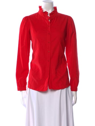 A Shirt Thing Mock Neck Long Sleeve Button-Up Top