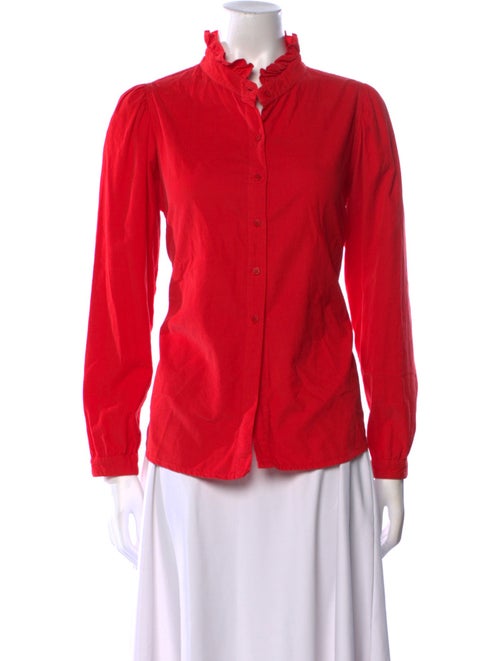 A Shirt Thing Mock Neck Long Sleeve Button-Up Top