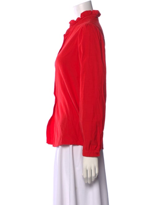 A Shirt Thing Mock Neck Long Sleeve Button-Up Top