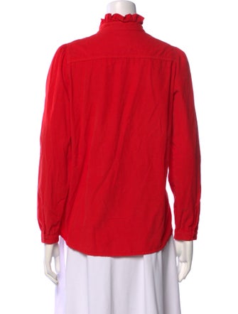 A Shirt Thing Mock Neck Long Sleeve Button-Up Top