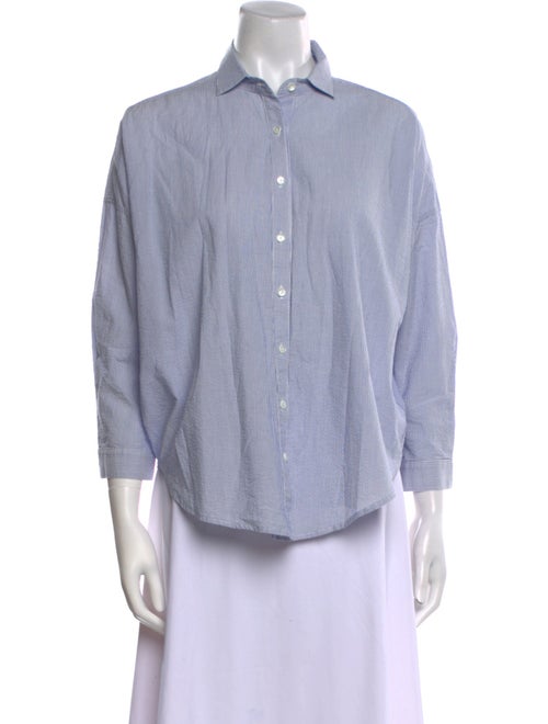 A Shirt Thing Striped Three-Quarter Sleeve Button-Up Top