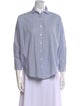 A Shirt Thing Striped Three-Quarter Sleeve Button-Up Top