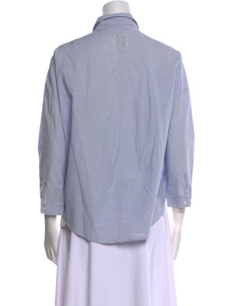 A Shirt Thing Striped Three-Quarter Sleeve Button-Up Top