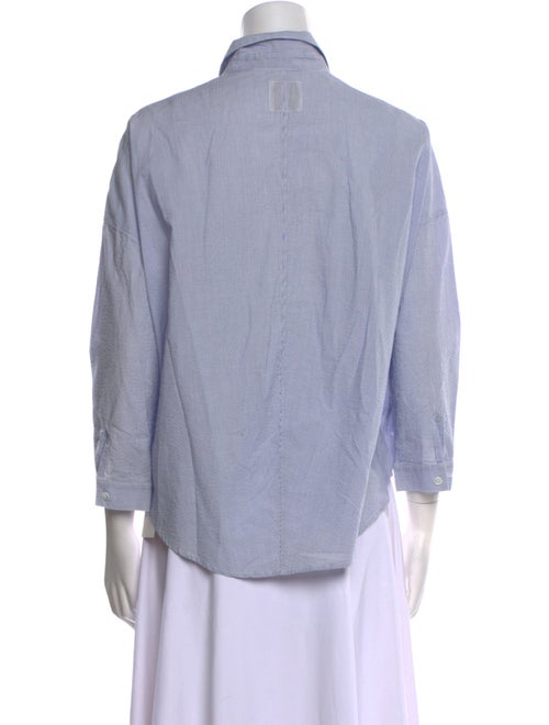 A Shirt Thing Striped Three-Quarter Sleeve Button-Up Top