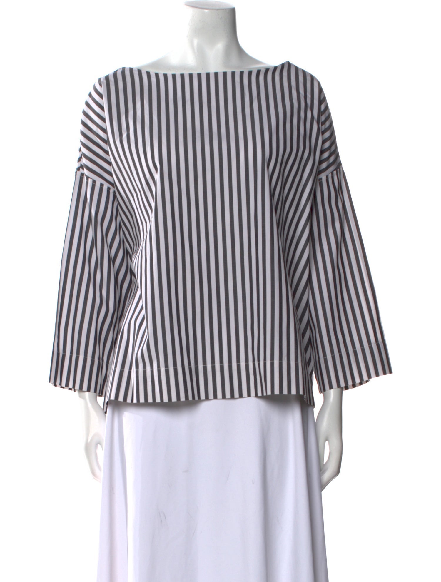 A Shirt Thing Striped Bateau Neckline Blouse