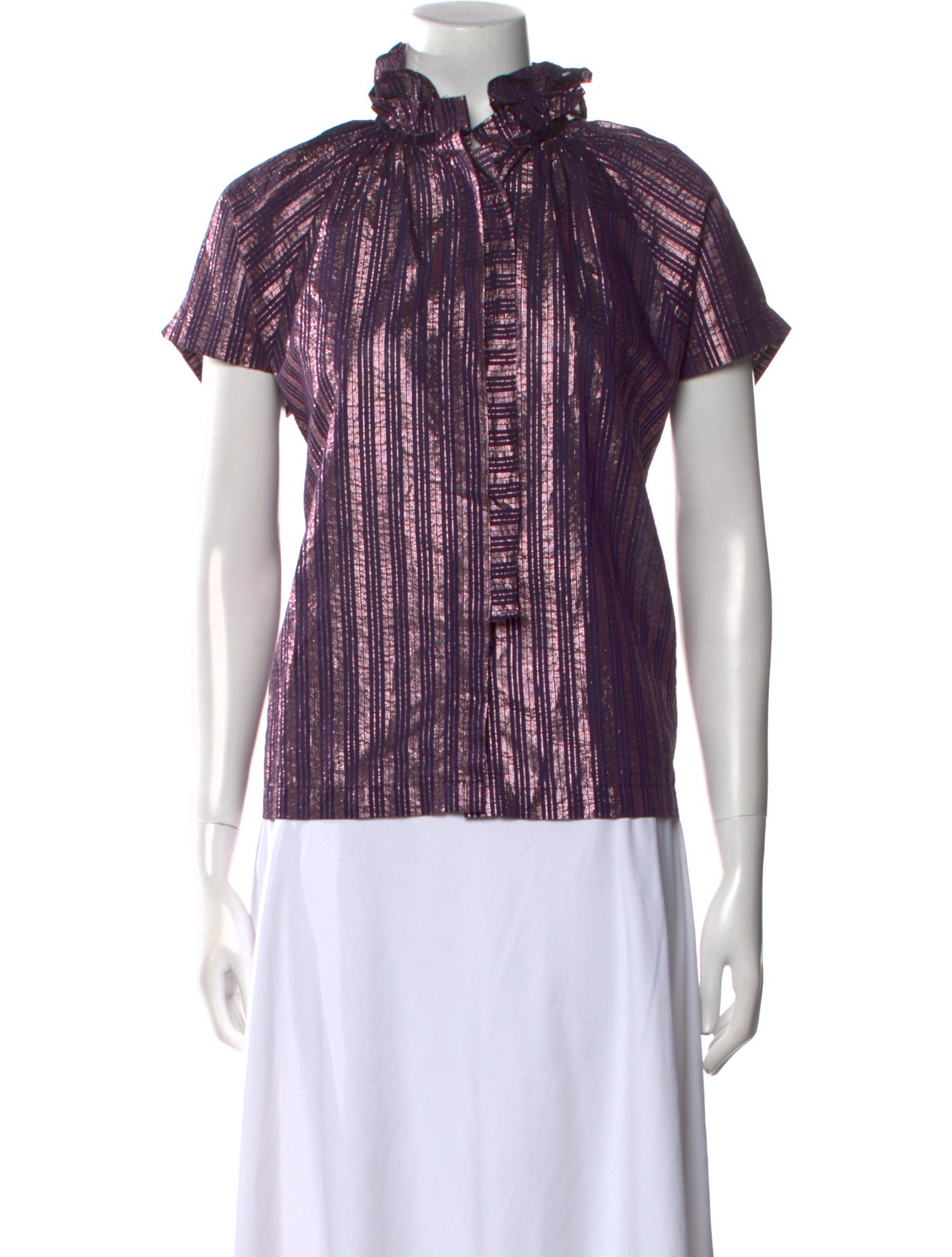 A Shirt Thing Striped Mock Neck Blouse w/ Tags