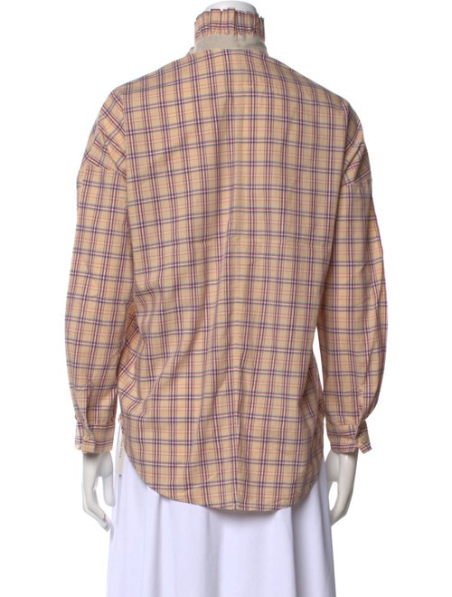 A Shirt Thing Plaid Print Cowl Neck Button-Up Top