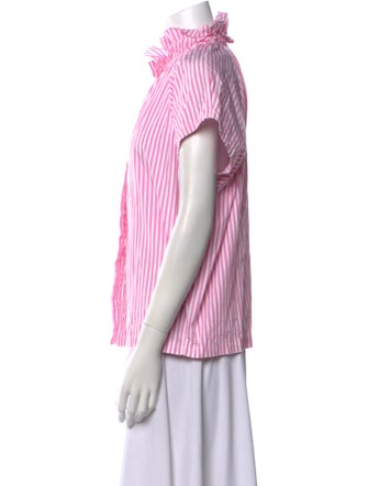 A Shirt Thing Striped Mock Neck Button-Up Top